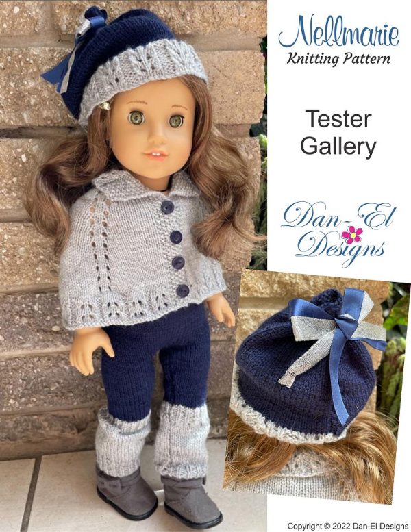Nellmarie Knitted Outfit 18 inch Doll Clothes Knitting Pattern Supply - Image 3