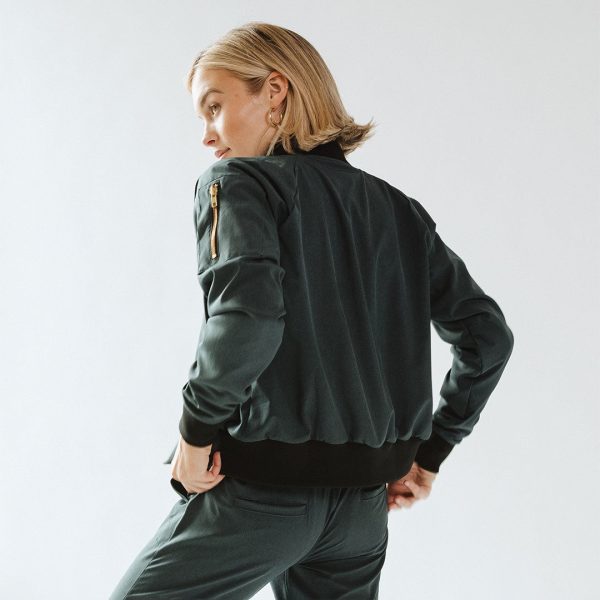 Heather Cobalt Bomber Jacket For Sale - Image 3