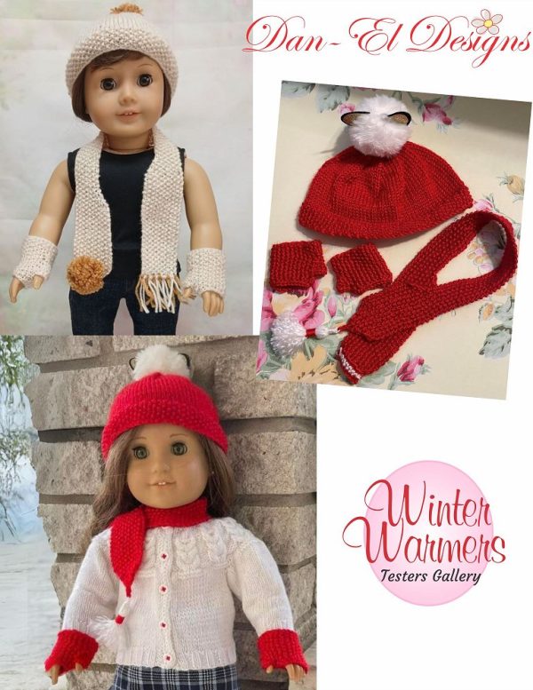 Winter Warmers 18 inch Doll Clothes Accessories Knitting Pattern on Sale - Image 3
