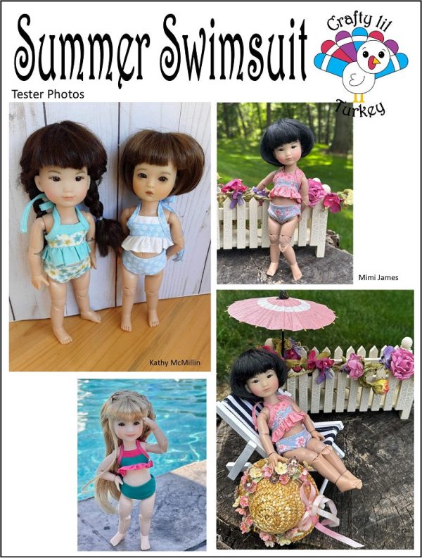 Summer Swimsuit Pattern For 8  BJD Dolls such as Mini Sara™ For Sale - Image 3