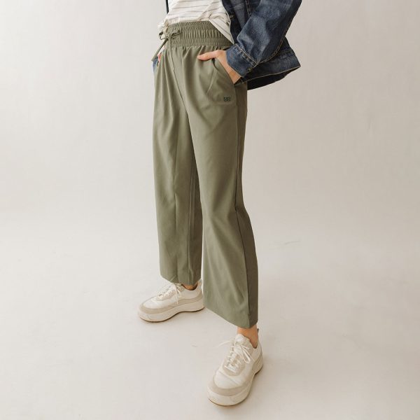 Audrey Wide Leg Pants, Olive Cheap - Image 4