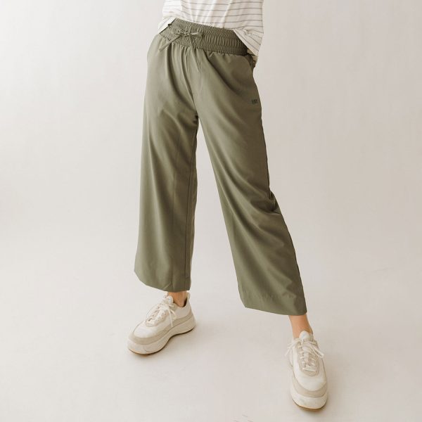 Audrey Wide Leg Pants, Olive Cheap - Image 3