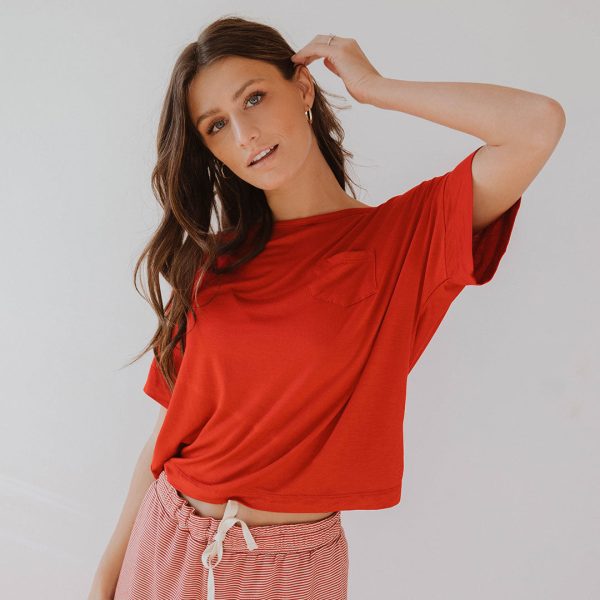 Relaxed Tee, Red Cheap