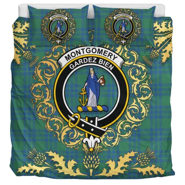 Montgomery Ancient Tartan Crest Bedding Set - Golden Thistle Style Supply - Image 3