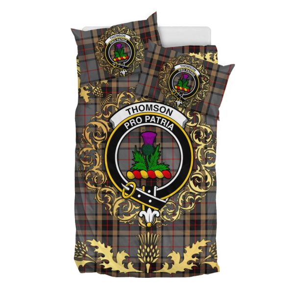 Thompson special grey Tartan Crest Bedding Set - Golden Thistle Style Cheap