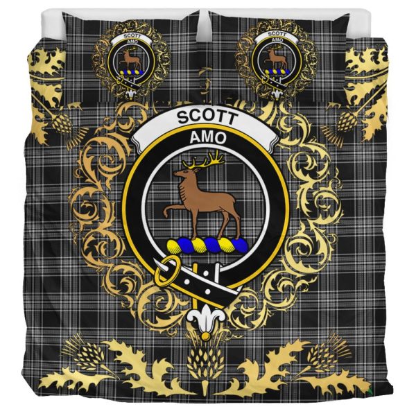 Scott Black and White Tartan Crest Bedding Set - Golden Thistle Style Online - Image 3