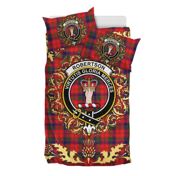 Robertson Modern Tartan Crest Bedding Set - Golden Thistle Style For Discount