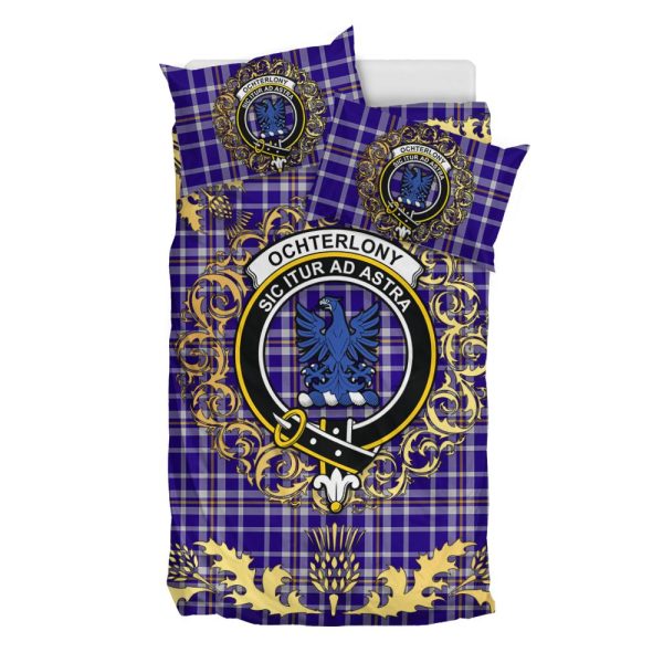 Ochterlony Tartan Crest Bedding Set - Golden Thistle Style For Cheap
