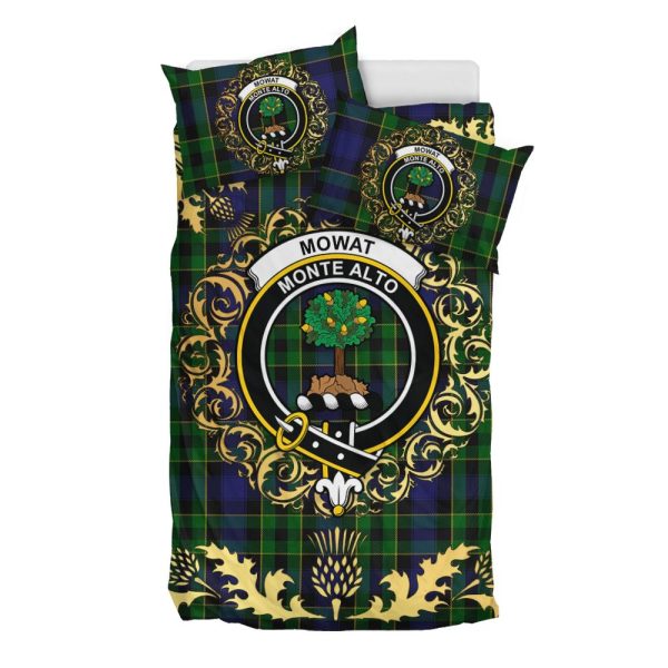 Mowat Tartan Crest Bedding Set - Golden Thistle Style Discount