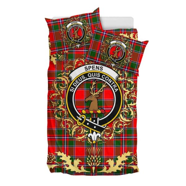 Spens Modern Tartan Crest Bedding Set - Golden Thistle Style Cheap