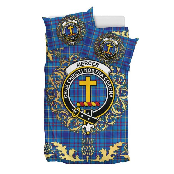 Mercer Modern Tartan Crest Bedding Set - Golden Thistle Style Online Hot Sale