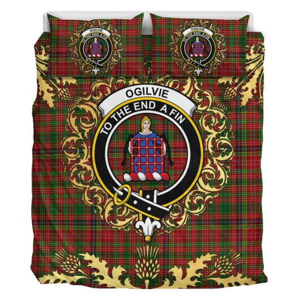 Ogilvie (Ogilvy) 04 Tartan Crest Bedding Set - Golden Thistle Style Online Sale - Image 2
